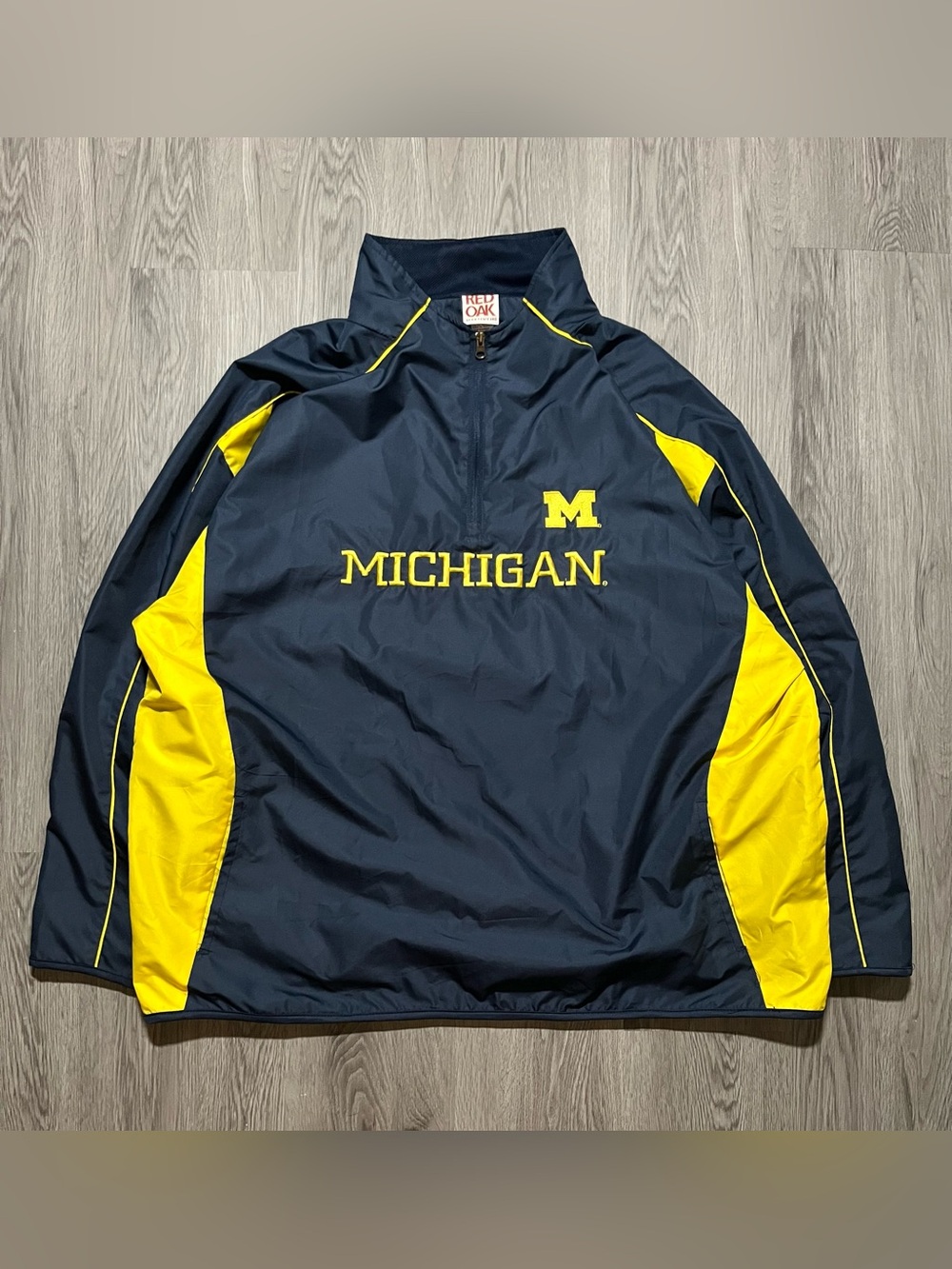 Vintage Michigan University RED OAK pullover windbreaker jacket quarter zip XXL